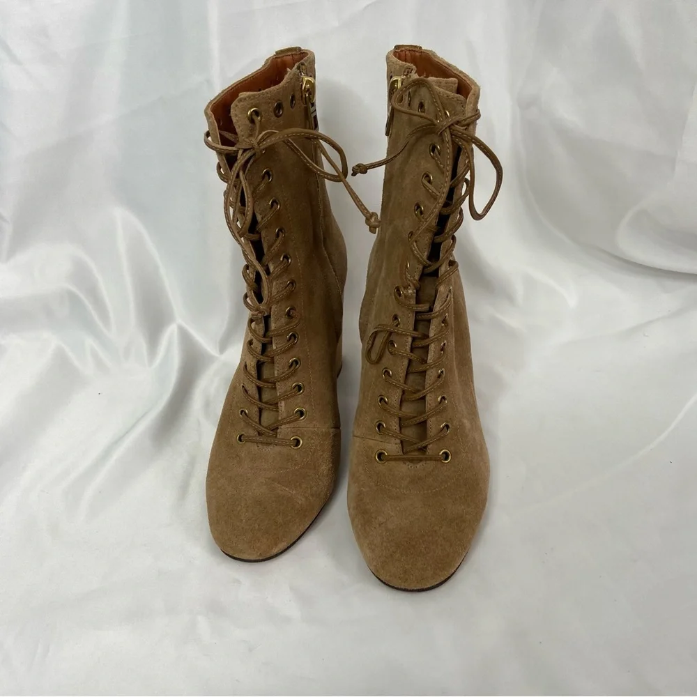 Coach Camel Suede Dean Lace Up Booties - Picture 4 of 10